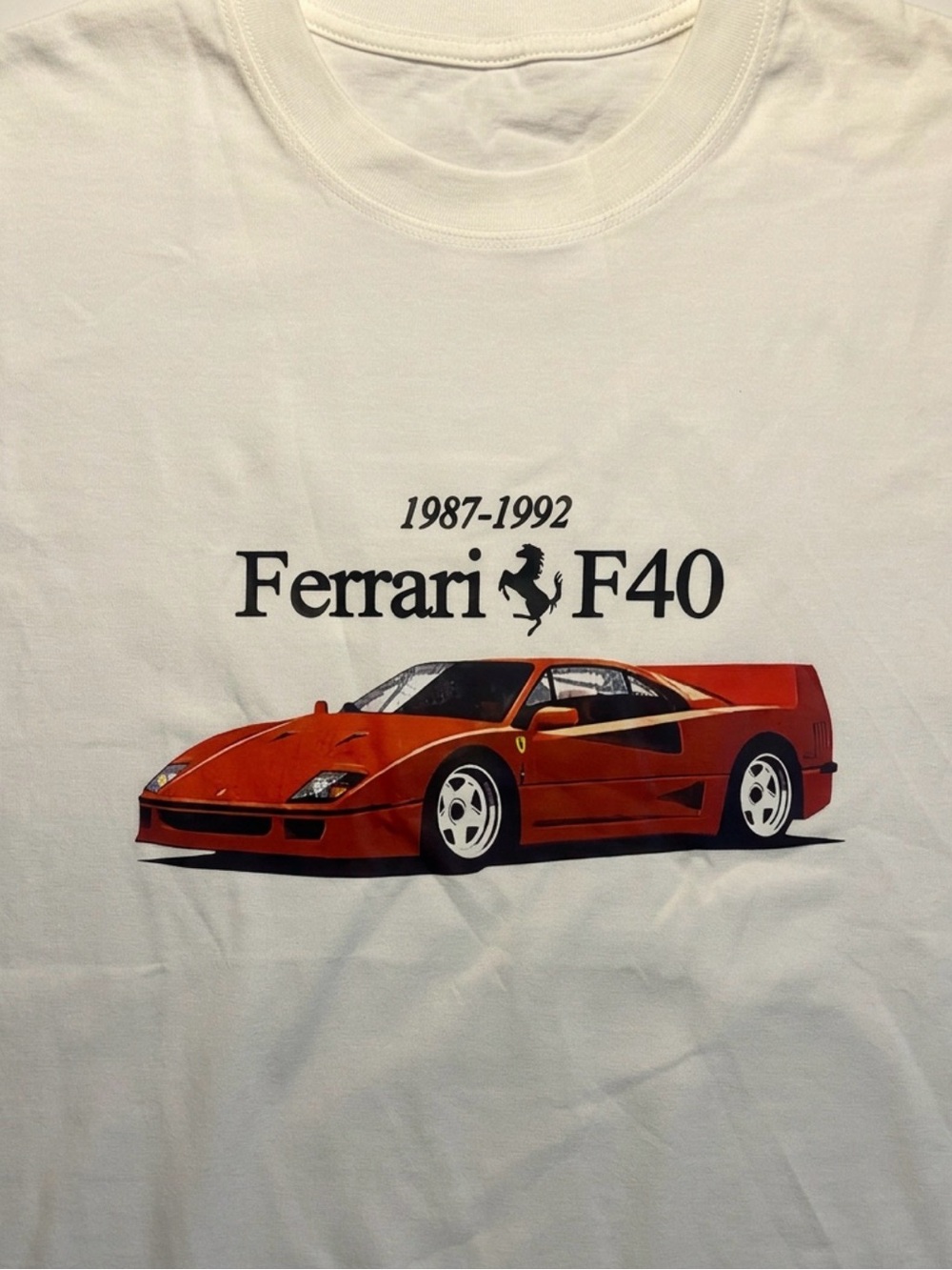 Ferrari White Tee with Red F40 Vintage Graphic - Picture 3 of 4